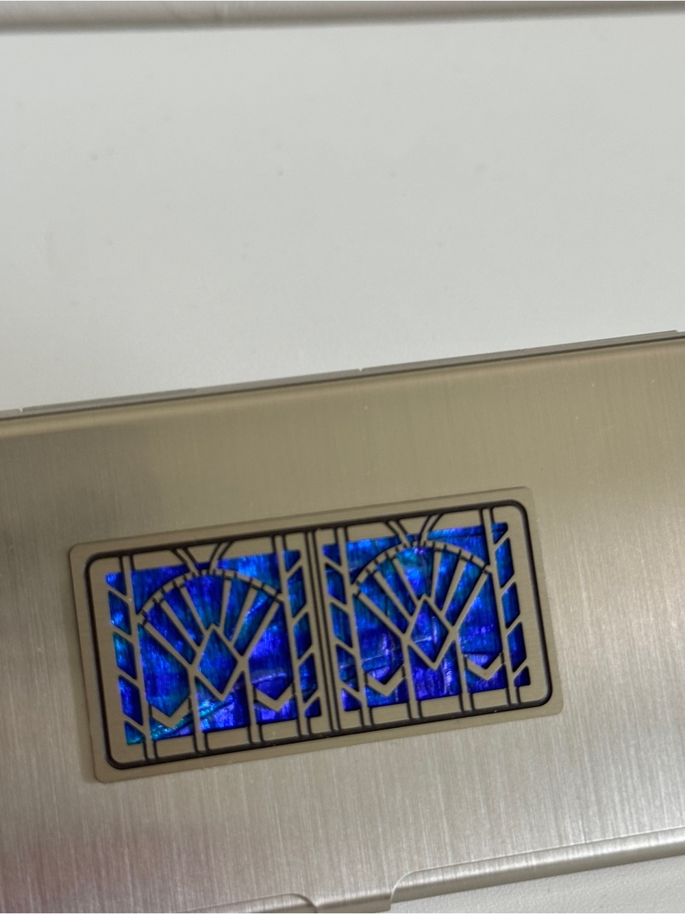 Slim Metallic Card Case with Blue Mosaic